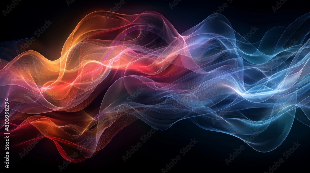 Vibrant digital illustration featuring colorful energy waves and intersecting lines, forming a captivating abstract pattern against a dark backdrop Vibrant digital illustration featuring colorful energy waves and intersecting lines, forming a captivating abstract pattern against a dark backdrop