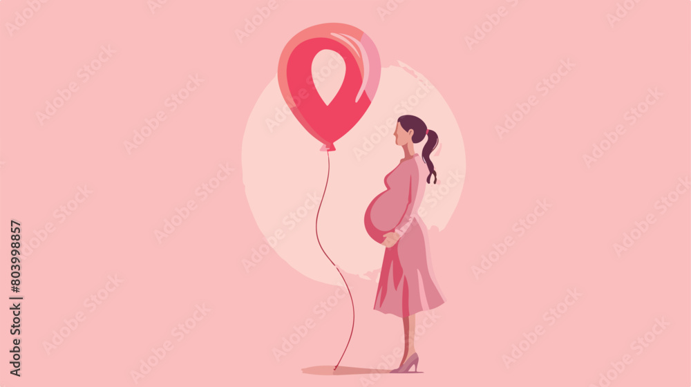 Young pregnant woman with balloon in shape of figure
