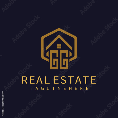 GG initial monogram logo for real estate design.