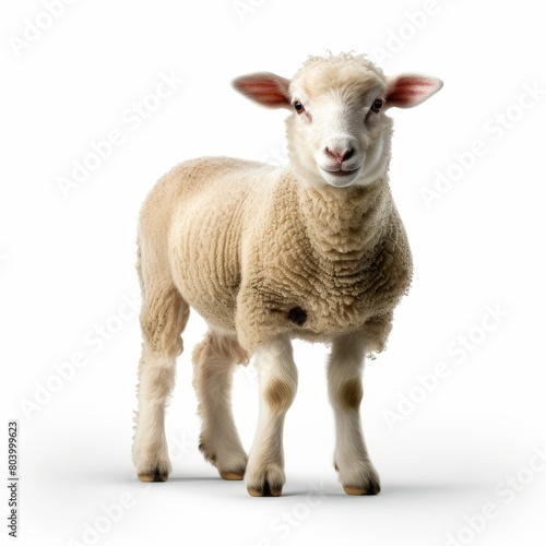 Fluffy sheep standing gracefully exuding calmness and innocence photo