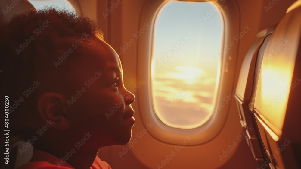 Portrait of a passenger sitting in a window seat of an airplane Portrait of a passenger sitting in a window seat of an airplane