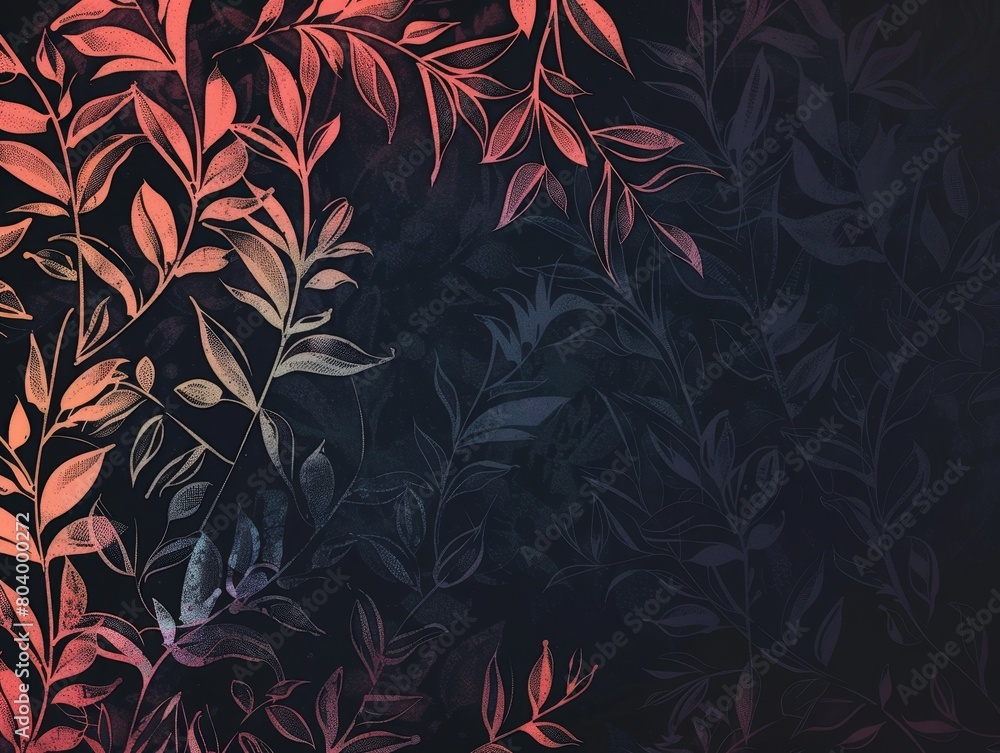 Abstract design of red leaves on a dark, moody background. Abstract design of red leaves on a dark, moody background.