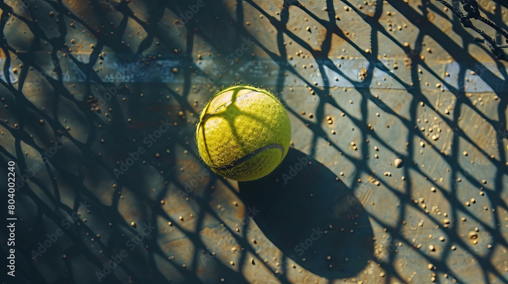 Overhead snapshot of a tennis ball on a padel court, surrounded by intense game action, simplified isolated backdrop, and refined lighting Overhead snapshot of a tennis ball on a padel court, surrounded by intense game action, simplified isolated backdrop, and refined lighting