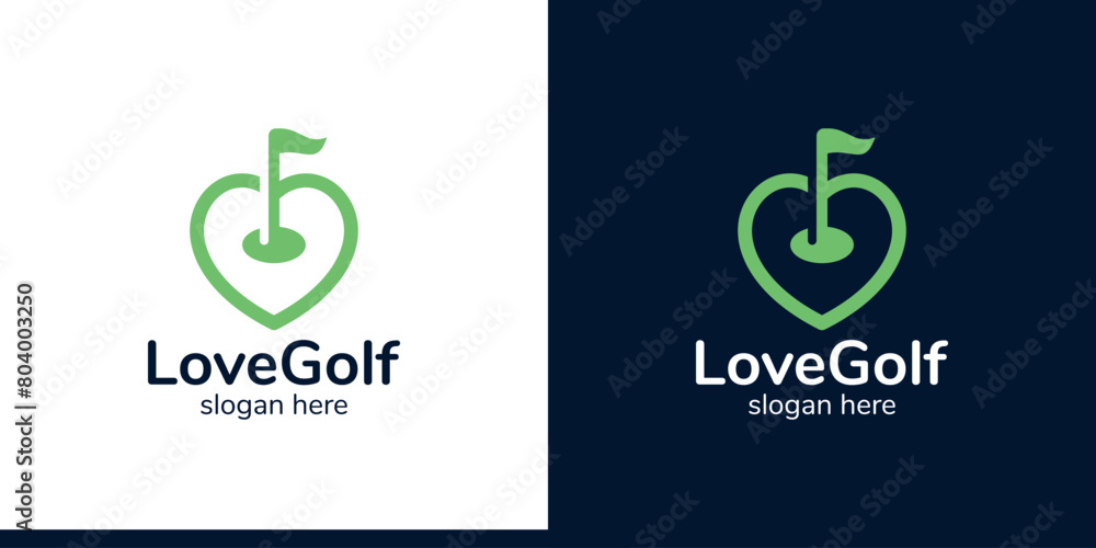 Obraz premium Heart love logo design with golf design graphic symbol icon vector.