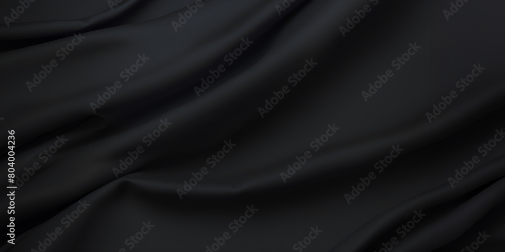 Fototapeta premium A black fabric with a pattern that is folded and draped. The fabric is smooth and shiny, and it has a luxurious feel to it. Concept of elegance and sophistication