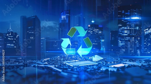 Electronic Waste Policy, Eco-business recycle waste policy in corporate responsibility. Reuse, reduce and recycle for sustainability environment. photo