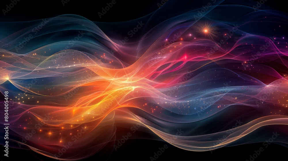 Intriguing blend of colorful light swirls and geometric lines symbolize cosmic energy and beauty in digital art Intriguing blend of colorful light swirls and geometric lines symbolize cosmic energy and beauty in digital art