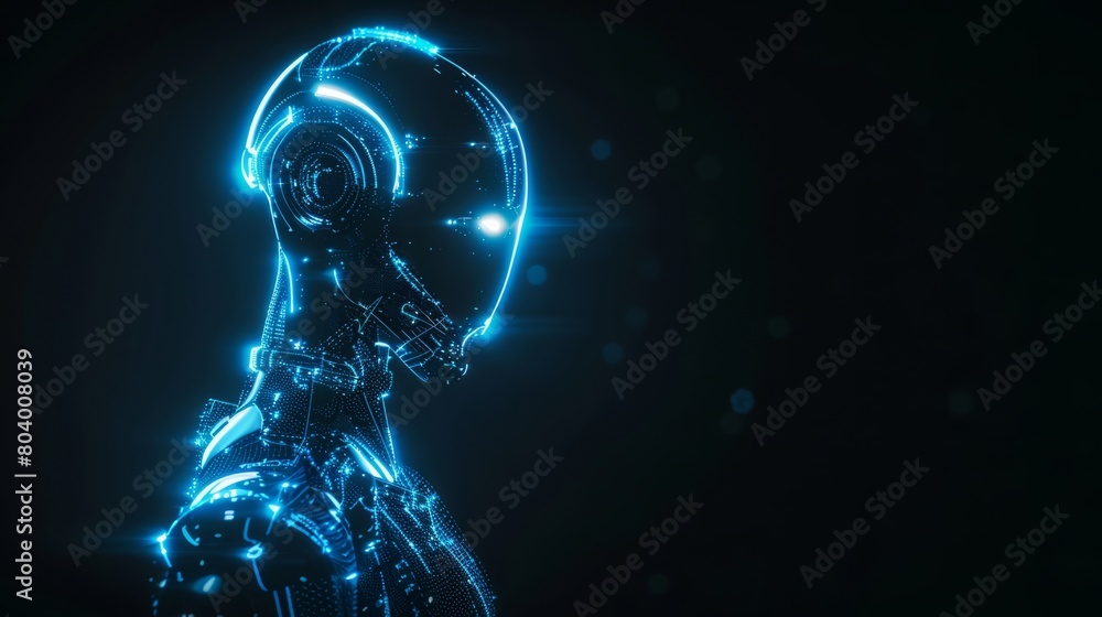 Holographic blue futuristic technology particle background Holographic blue futuristic technology particle background
