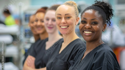 Group of Uniformed Nurses Standing Together  International Nurses Day  hospital care  dedication and skills.