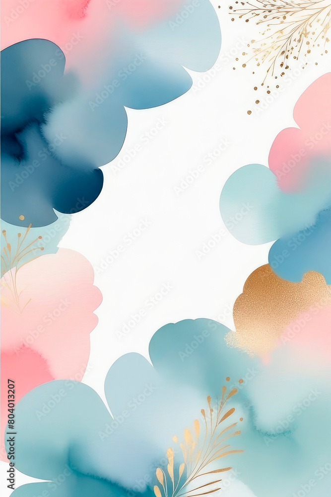 Watercolor wedding invitation template. Abstract art background vector.