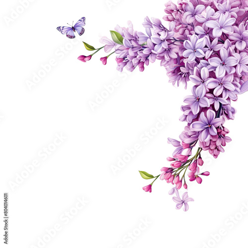 Illustration of Beautiful Lilac Flowers background  isolated on transparent background. Generative AI 