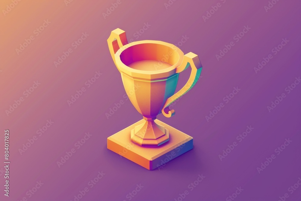 A shiny golden trophy on a vibrant purple background. Suitable for awards and recognition concepts A shiny golden trophy on a vibrant purple background. Suitable for awards and recognition concepts