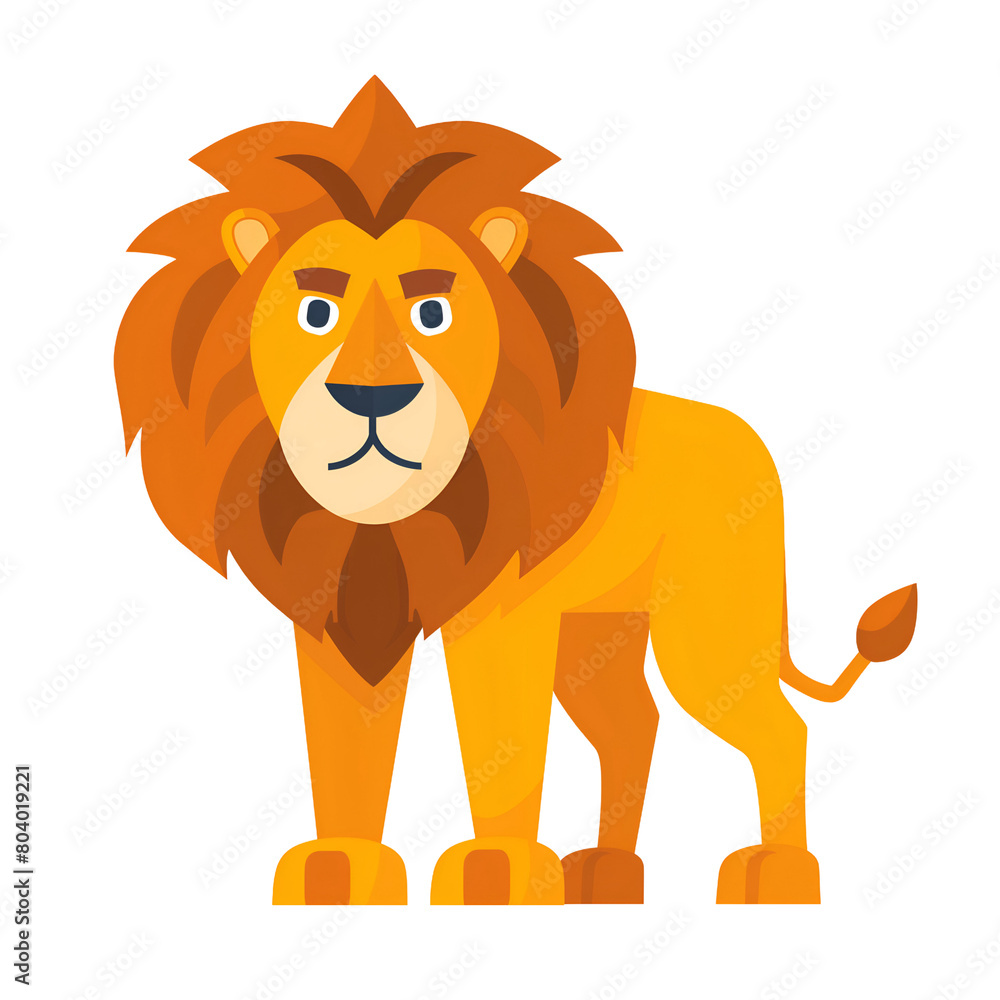 Obraz premium Lion flat cartoon illustration 