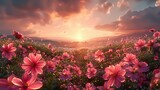Ethereal Pink Petals: Dreamy Twilight with Delicate Blooms