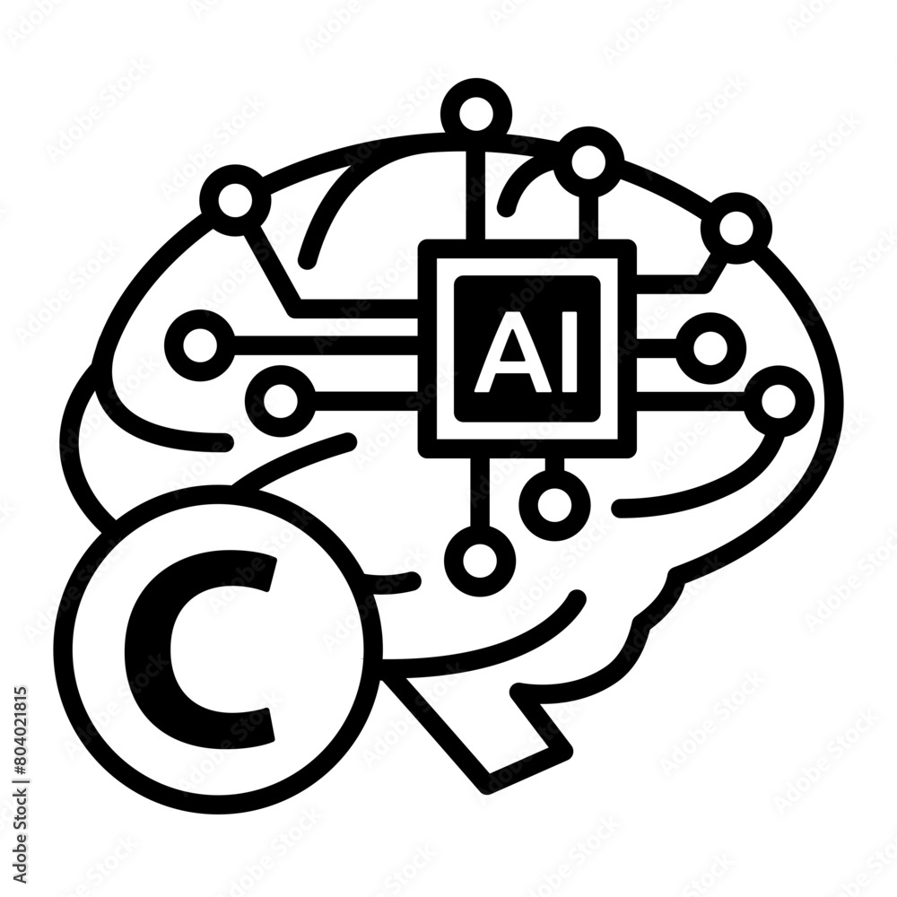 Copyright and AI icon. Copyright and AI icon.
