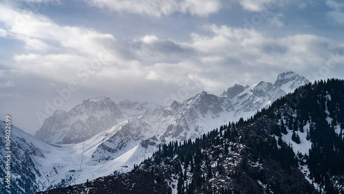 winter in the mountains. snowy mountain peaks © Daniil_98_03_09