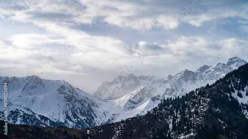 winter in the mountains. snowy mountain peaks