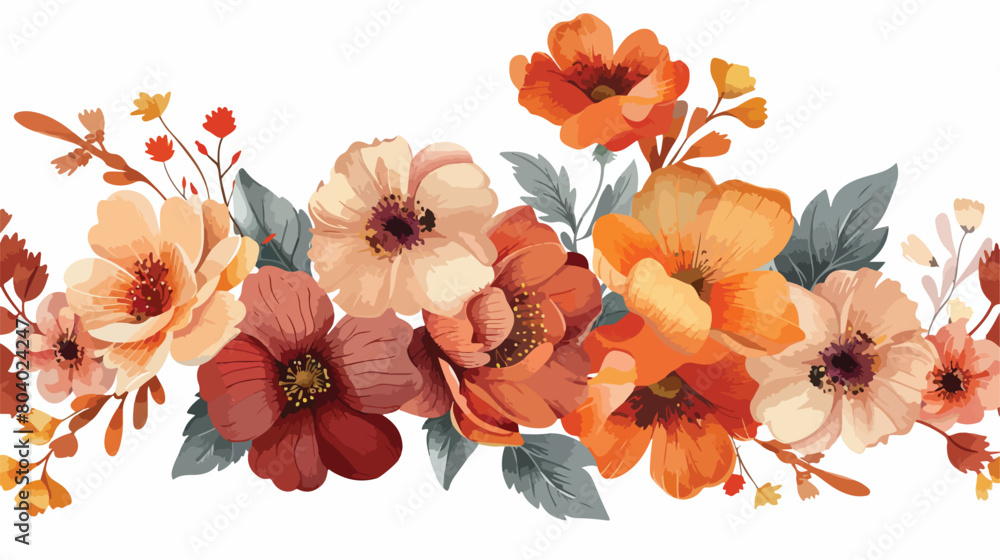 Bouquet of beautiful flowers on white background Vector