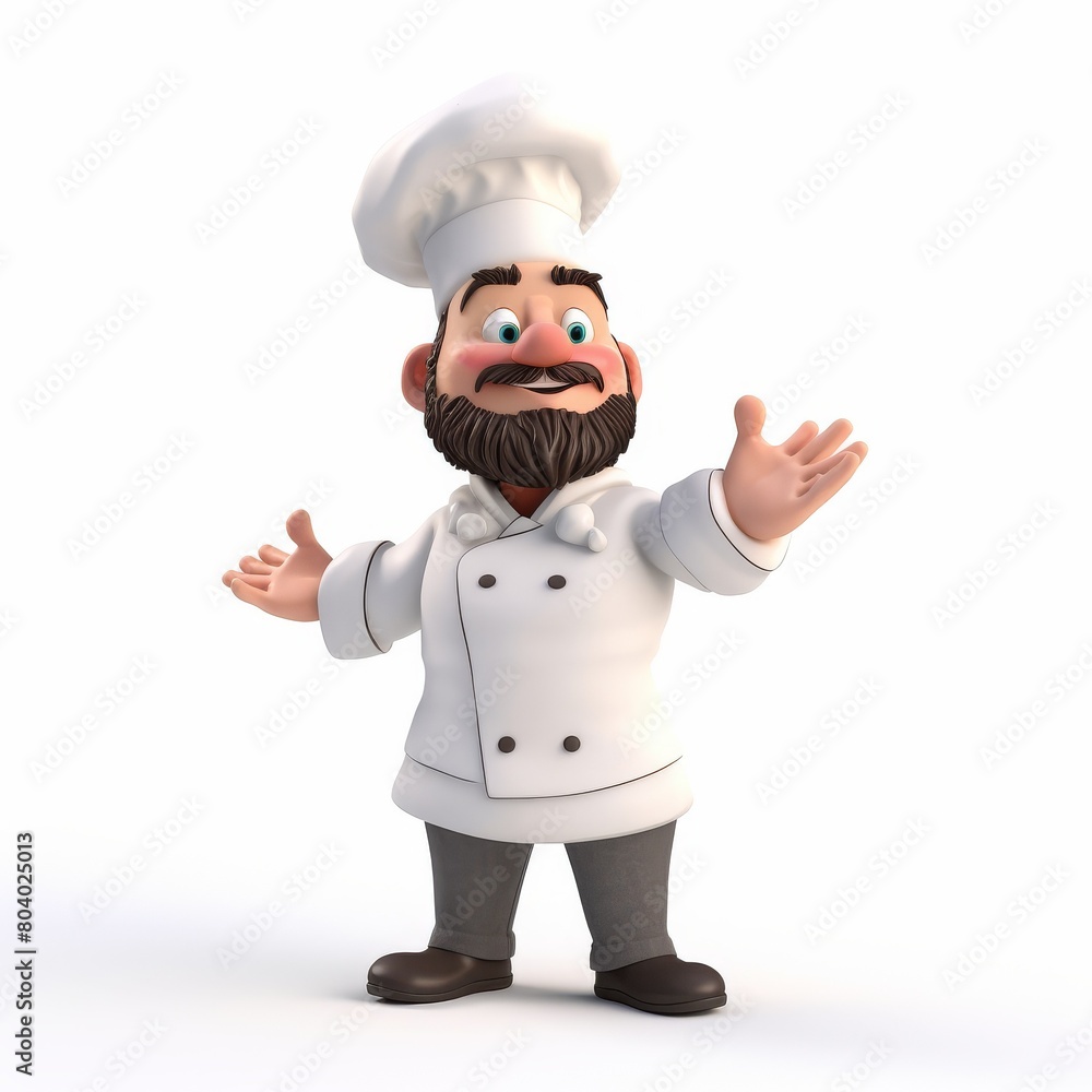 Friendly Cartoon Chef in Uniform Welcoming with Open Arms Friendly Cartoon Chef in Uniform Welcoming with Open Arms