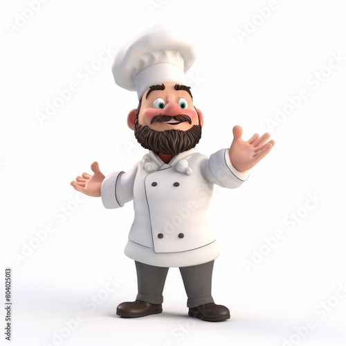Friendly Cartoon Chef in Uniform Welcoming with Open Arms