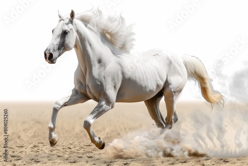 Horse against a lone  white background. Generative Ai
