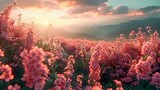 Enchanting Pink Blooms: Romantic Landscape with Delicate Petals