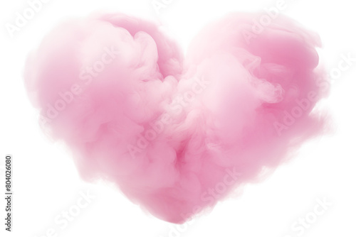 Pink cloud in the shape of a heart isolated on a transparent background.