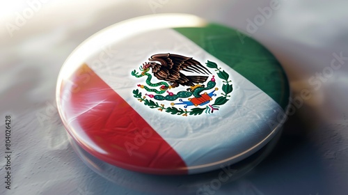 Mexico Flag Button 8K Realistic Lighting Highlights photo