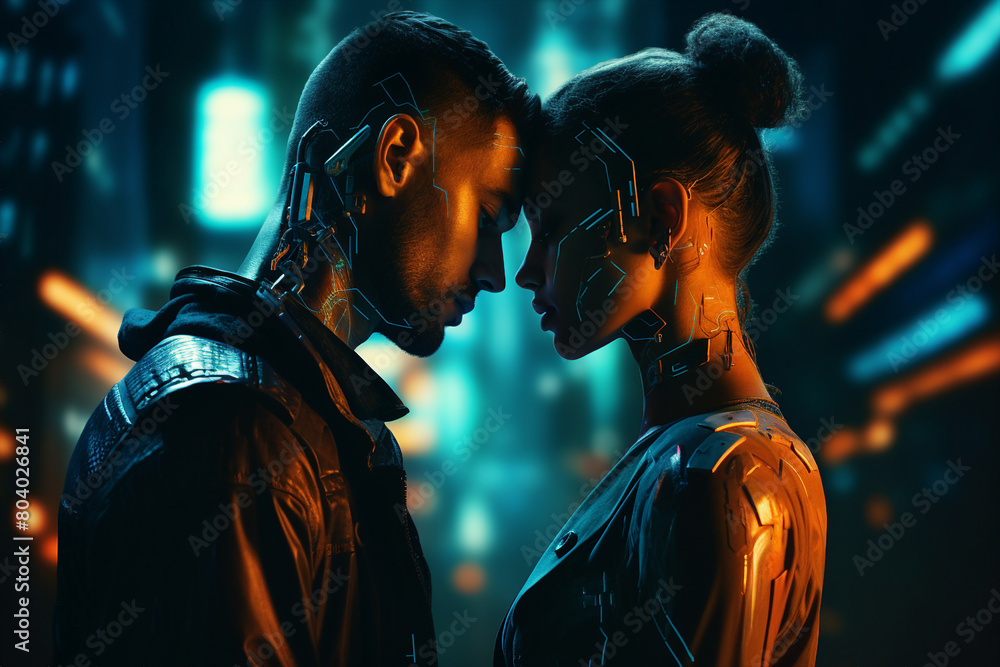 Portrait of a sci-fi cyberpunk person futuristic man from the future cyberpunk Generative AI Portrait of a sci-fi cyberpunk person futuristic man from the future cyberpunk Generative AI