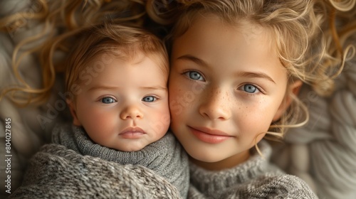 Gentle and cute photo of children in portrait style