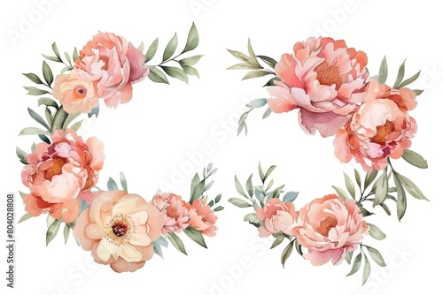 Beautiful watercolor flower wreath perfect for various design projects