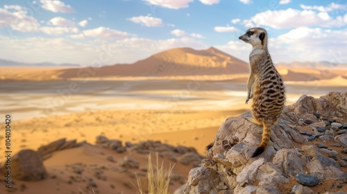 Curious Meerkat on Desert Outcrop Stock Photo © AnimalAI