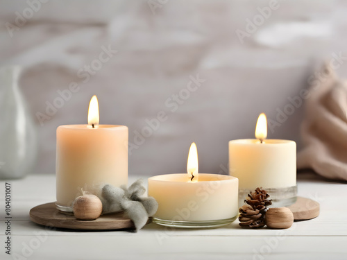 candles on the table light  burning  decoration  Ai generative 