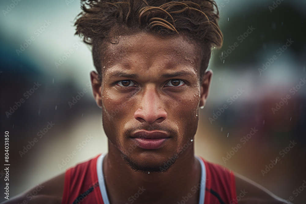 Generative AI portrait of ambitious professional athlete champion Generative AI portrait of ambitious professional athlete champion