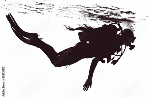 A striking silhouette of a person diving in the water. Suitable for sports or leisure concepts