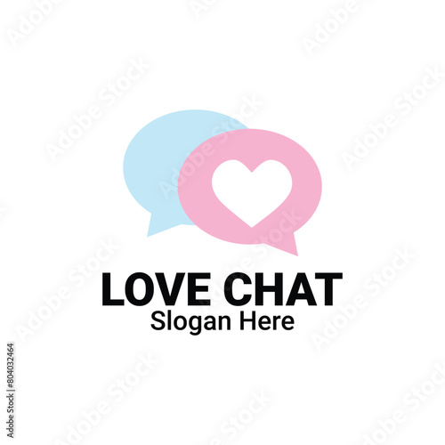 Love Chat Dating App Logo Design, Talk Love Vector, Chat Heart Icon With Speech Bubbles Illustration. Perfect for Online Dating Love and Communication Apps Wedding, Marriage Bauru Platforms.