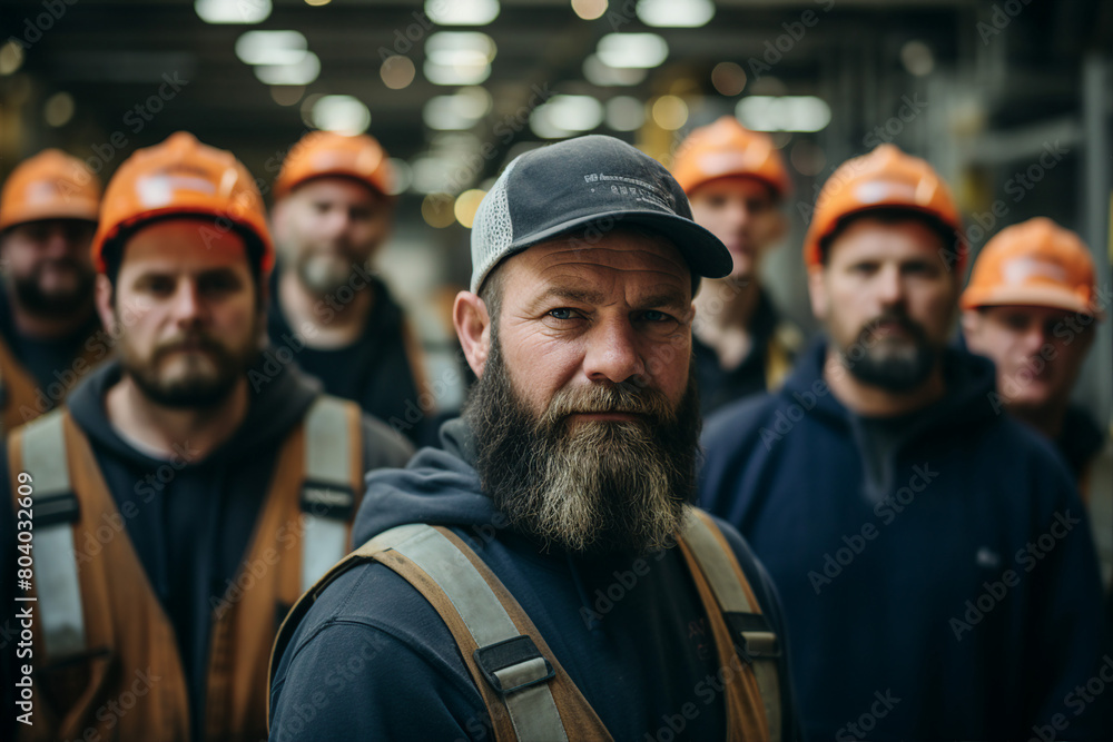 Generative AI picture Portrait of construction worker wearing a protective safety uniform clothes helmet at big building Generative AI picture Portrait of construction worker wearing a protective safety uniform clothes helmet at big building