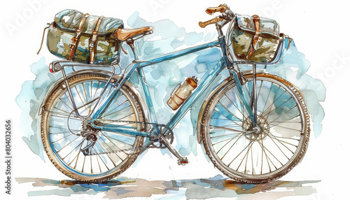 A blue bicycle with a basket on the back photo