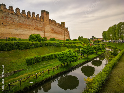 Spring view on the medieval walls of Cittadella, province of Padua, Italy