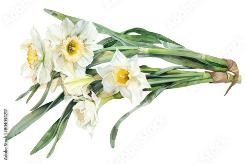 Beautiful white and yellow flowers on a clean white background. Perfect for floral arrangements and spring designs