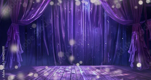 Luxurious purple curtain, stage background illustration