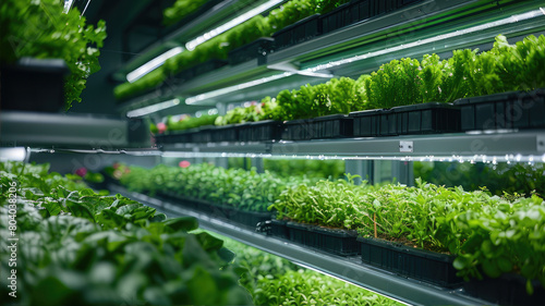 A building filled with terrestrial plants growing on shelves photo
