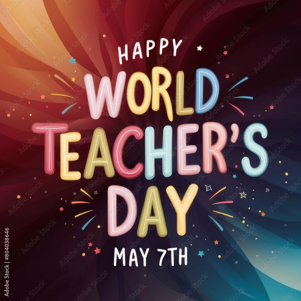 Vibrant World Teachers Day Card With Fireworks