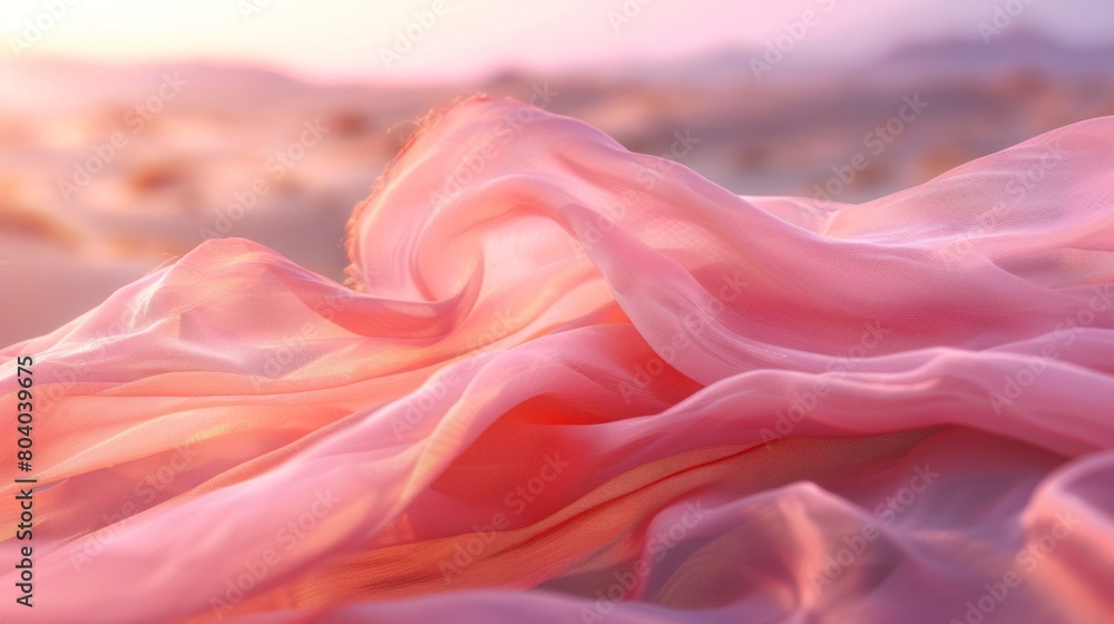 Obraz premium A pink fabric with a wave pattern is shown in a light pink color