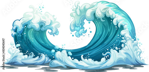 cartoon illustration of big wave isolated on white background
