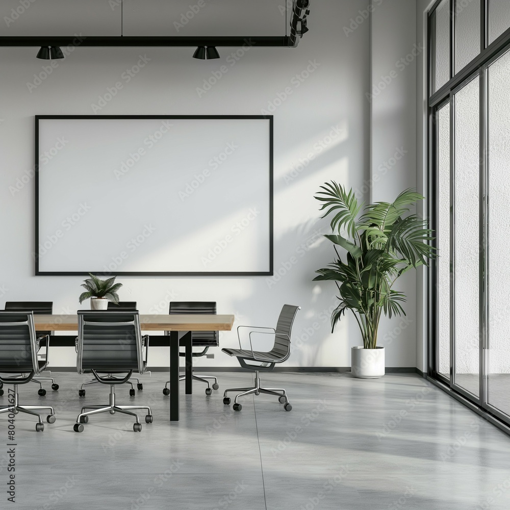 Frame mockup, modern office conference room interior, 3d render Frame mockup, modern office conference room interior, 3d render