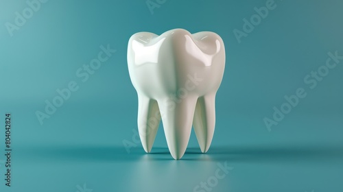 Close-up of a white tooth against a blue backdrop. Ideal for dental or oral care concepts