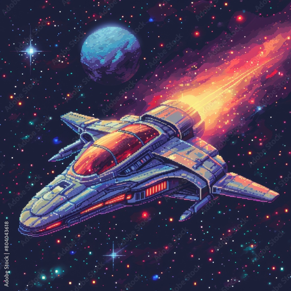 Cosmic Adventure of a Retro Futuristic Spaceship Cosmic Adventure of a Retro Futuristic Spaceship