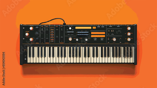 Modern synthesizer on orange background Vector style