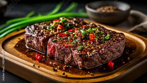 Deliciously grilled steak with a burst of flavorful toppings